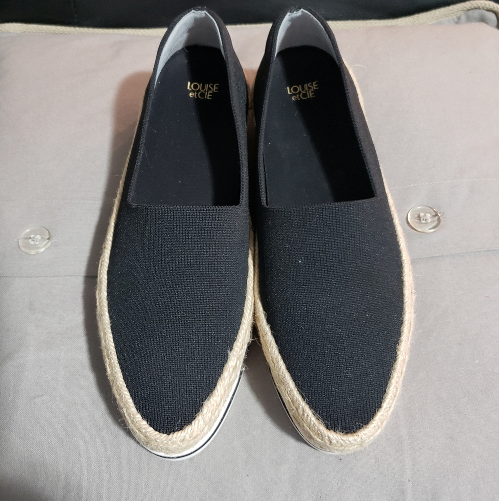 440pte Louise Et Cie Calum Platform Pointy Toe Espadrille Flats Black C